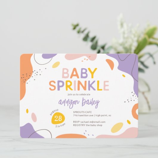 Moderne Abstrakte Babydusche Einladung (Stehend Vorderseite)