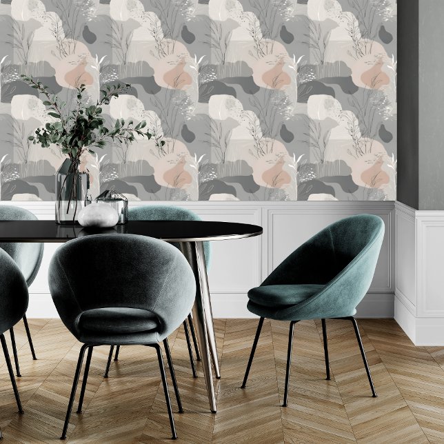 Moderne, Abstrakte Beige, Graue, hellgrüne Peel &  Tapete (Von Creator hochgeladen)