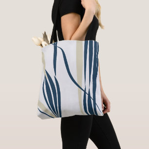 Moderne abstrakte beige und blaue Tote-Tasche Tasche
