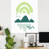 Moderne Abstrakte Bergseen Szene Poster (Heimbüro)