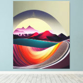 Moderne Abstrakte Bergwelt Minimalistisch Leinwanddruck (Insitu (Holzboden))