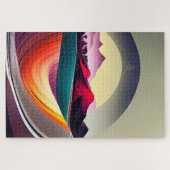 Moderne Abstrakte Bergwelt Minimalistisch Puzzle (Horizontal)
