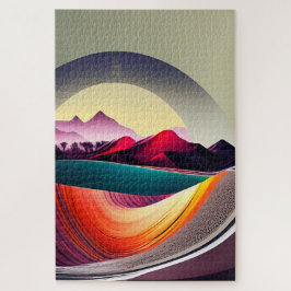 Moderne Abstrakte Bergwelt Minimalistisch Puzzle