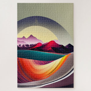 Moderne Abstrakte Bergwelt Minimalistisch Puzzle