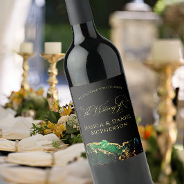 Moderne Abstrakte Black Green Gold Hochzeit Weinetikett