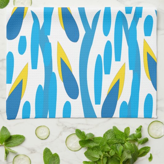 Moderne Abstrakte Blätter Muster Geschirrtuch (Gefaltet)