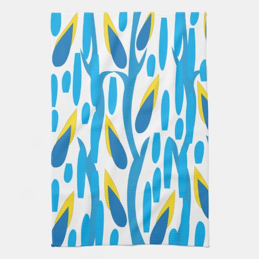 Moderne Abstrakte Blätter Muster Geschirrtuch (Vertikal)