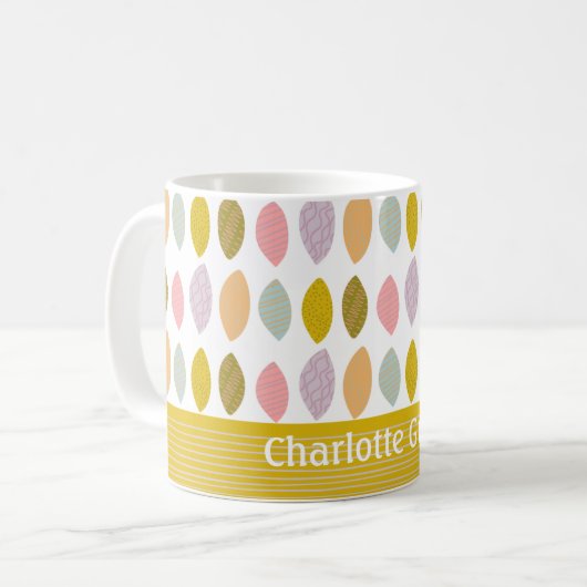 Moderne Abstrakte Blätter Muster Personalisiert Kaffeetasse (Vorderseite Links)
