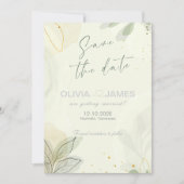 Moderne Abstrakte Blätter Save the Date Hochzeitka Einladung (Vorderseite)
