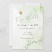 Moderne Abstrakte Blätter Save the Date Hochzeitka Einladung (Vorderseite)