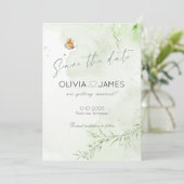 Moderne Abstrakte Blätter Save the Date Hochzeitka Einladung (Stehend Vorderseite)