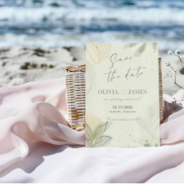 Moderne Abstrakte Blätter Save the Date Hochzeitka Einladung