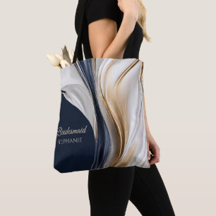 Moderne Abstrakte-Blau Weiße Gold-Brautjungfer- Tasche
