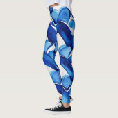 Moderne Abstrakte blaue Aquarellfarben-Leggings Leggings (Links)