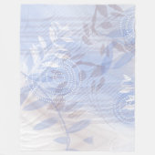 Moderne Abstrakte Blaue Botanische Blätter Fleecedecke (Vorderseite)