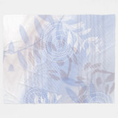 Moderne Abstrakte Blaue Botanische Blätter Fleecedecke (Vorderseite (Horizontal))