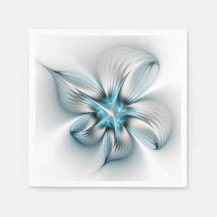 Moderne abstrakte blaue Fraktal-Kunst in floraler Serviette