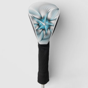 Moderne abstrakte blaue Fraktal-Kunst mit floraler Golf Headcover