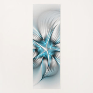 Moderne abstrakte blaue Fraktal-Kunst mit floraler Yogamatte