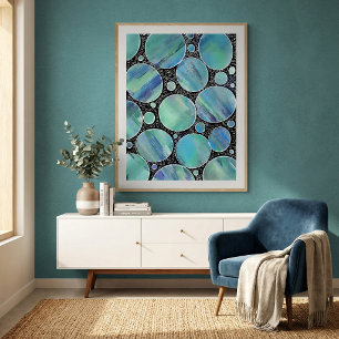 Moderne abstrakte blaue geometrische Formen Aquare Poster