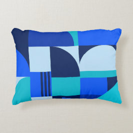 Moderne abstrakte blaue geometrische Formen Muster Dekokissen