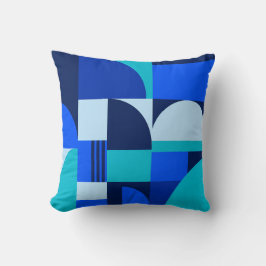 Moderne abstrakte blaue geometrische Formen Muster Kissen