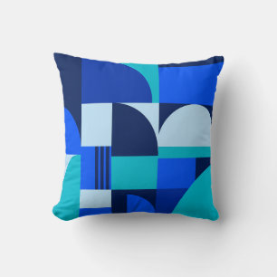 Moderne abstrakte blaue geometrische Formen Muster Kissen