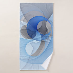 Moderne Abstrakte Blaue Graue Fractal-Kunstgrafik Badehandtuch