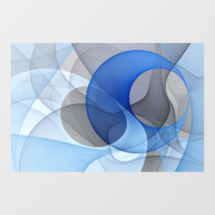 Moderne abstrakte blaue graue Fractal-Kunstgrafik Fensteraufkleber