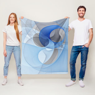 Moderne abstrakte blaue graue Fractal-Kunstgrafik Fleecedecke