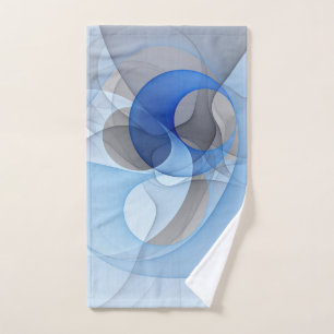 Moderne abstrakte blaue graue Fractal-Kunstgrafik Handtuch