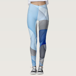 Moderne abstrakte blaue graue Fractal-Kunstgrafik Leggings