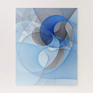 Moderne abstrakte blaue graue Fractal-Kunstgrafik Puzzle