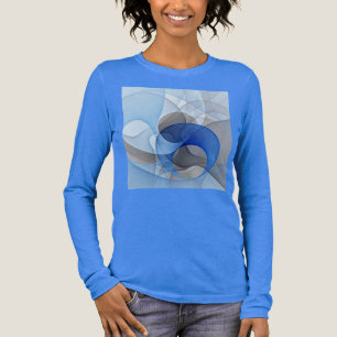 Moderne abstrakte blaue graue Fractal-Kunstgrafik Tri-Blend Shirt
