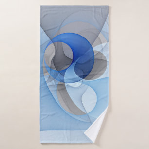 Moderne abstrakte blaue graue fraktale Kunstgrafik Badehandtuch