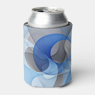 Moderne abstrakte blaue graue fraktale Kunstgrafik Dosenkühler