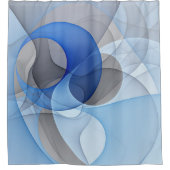 Moderne abstrakte blaue graue fraktale Kunstgrafik Duschvorhang (Vorderseite)