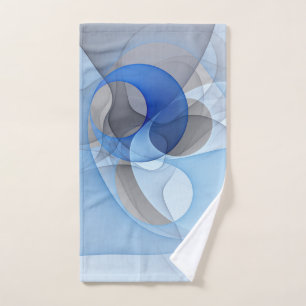 Moderne abstrakte blaue graue fraktale Kunstgrafik Handtuch