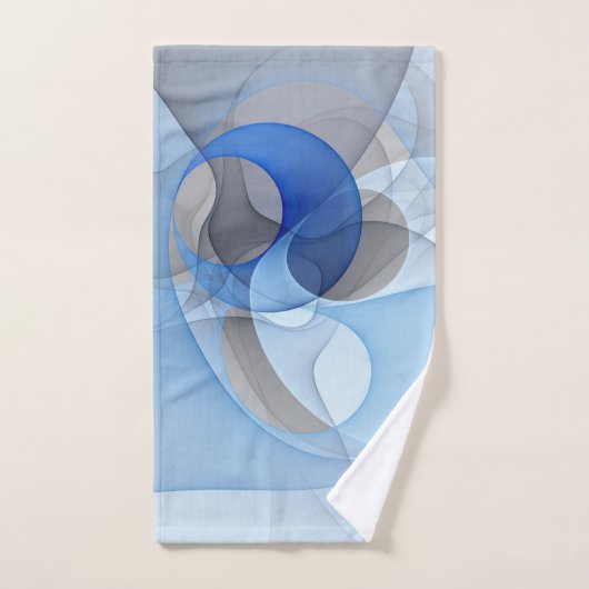 Moderne abstrakte blaue graue fraktale Kunstgrafik Handtuch (Handtuch)