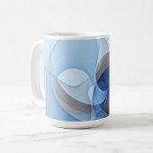 Moderne abstrakte blaue graue fraktale Kunstgrafik Kaffeetasse (Vorderseite Links)
