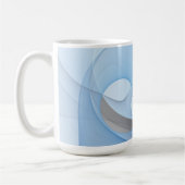 Moderne abstrakte blaue graue fraktale Kunstgrafik Kaffeetasse (Links)