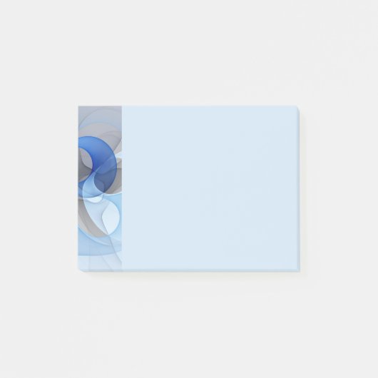 Moderne abstrakte blaue graue fraktale Kunstgrafik Post-it Klebezettel (Vorderseite)