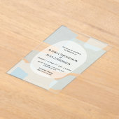 Moderne Abstrakte blaue Minimalistische Kunsthochz Acryleinladungen (Ablage )