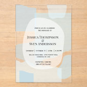 Moderne Abstrakte blaue Minimalistische Kunsthochz Acryleinladungen (Vorderseite)