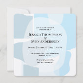 Moderne Abstrakte blaue Minimalistische Kunsthochz Einladung (Vorderseite)