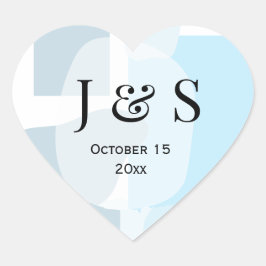 Moderne Abstrakte blaue Minimalistische Kunsthochz Herz-Aufkleber