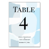 Moderne Abstrakte blaue Minimalistische Kunsthochz Tischnummer (Vorderseite)