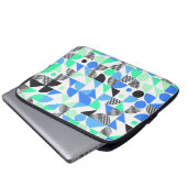 Moderne Abstrakte Blaue Minte Geometrie Laptopschutzhülle (Vorne Knopf)