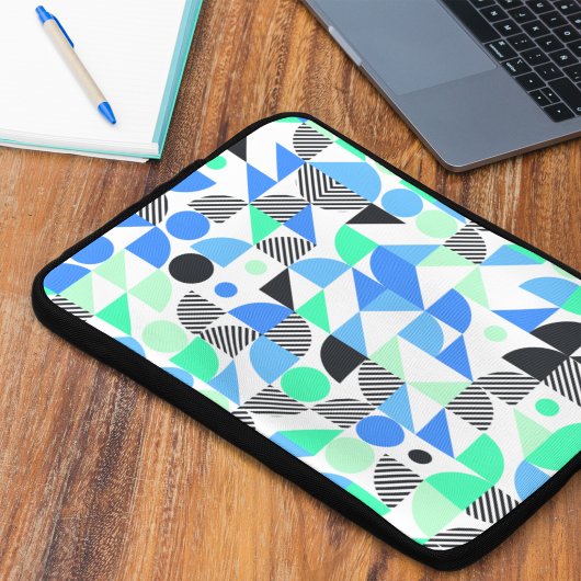 Moderne Abstrakte Blaue Minte Geometrie Laptopschutzhülle