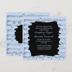 Moderne abstrakte blaue Musik-Hochzeitseinladung Einladung